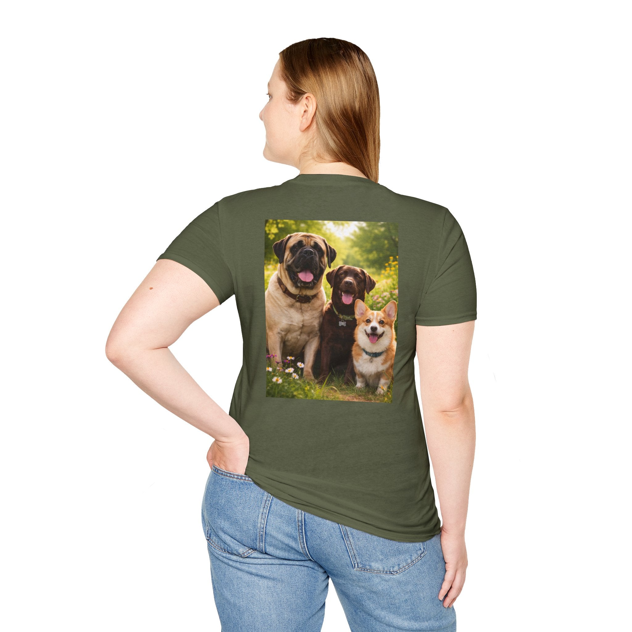 Love Jesus. Pet Dogs. Be Happy. T-Shirt — Christian Dog Lover Tee