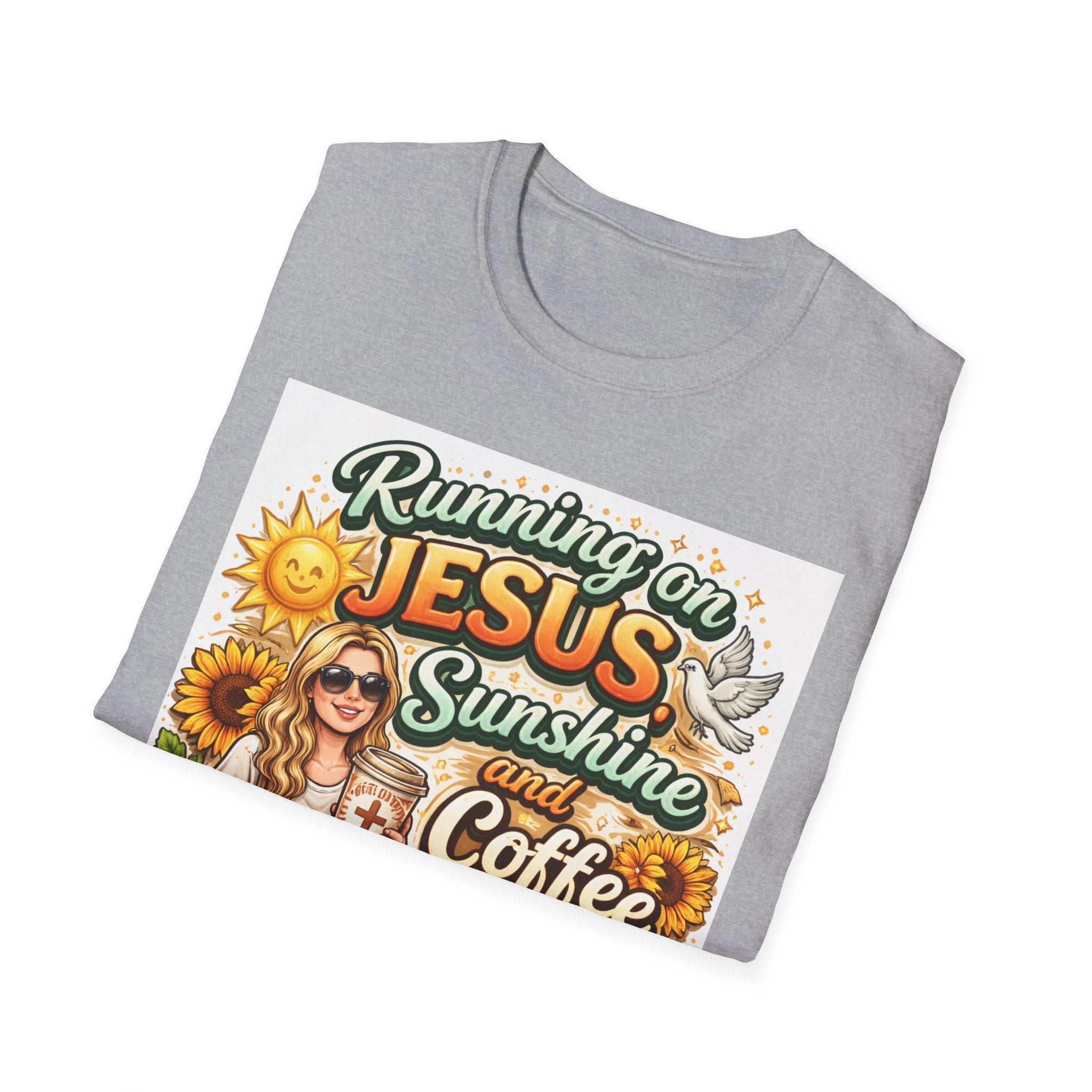 Jesus, Sunshine & Coffee T-Shirt, Faith-Based Sunflower Graphic Tee