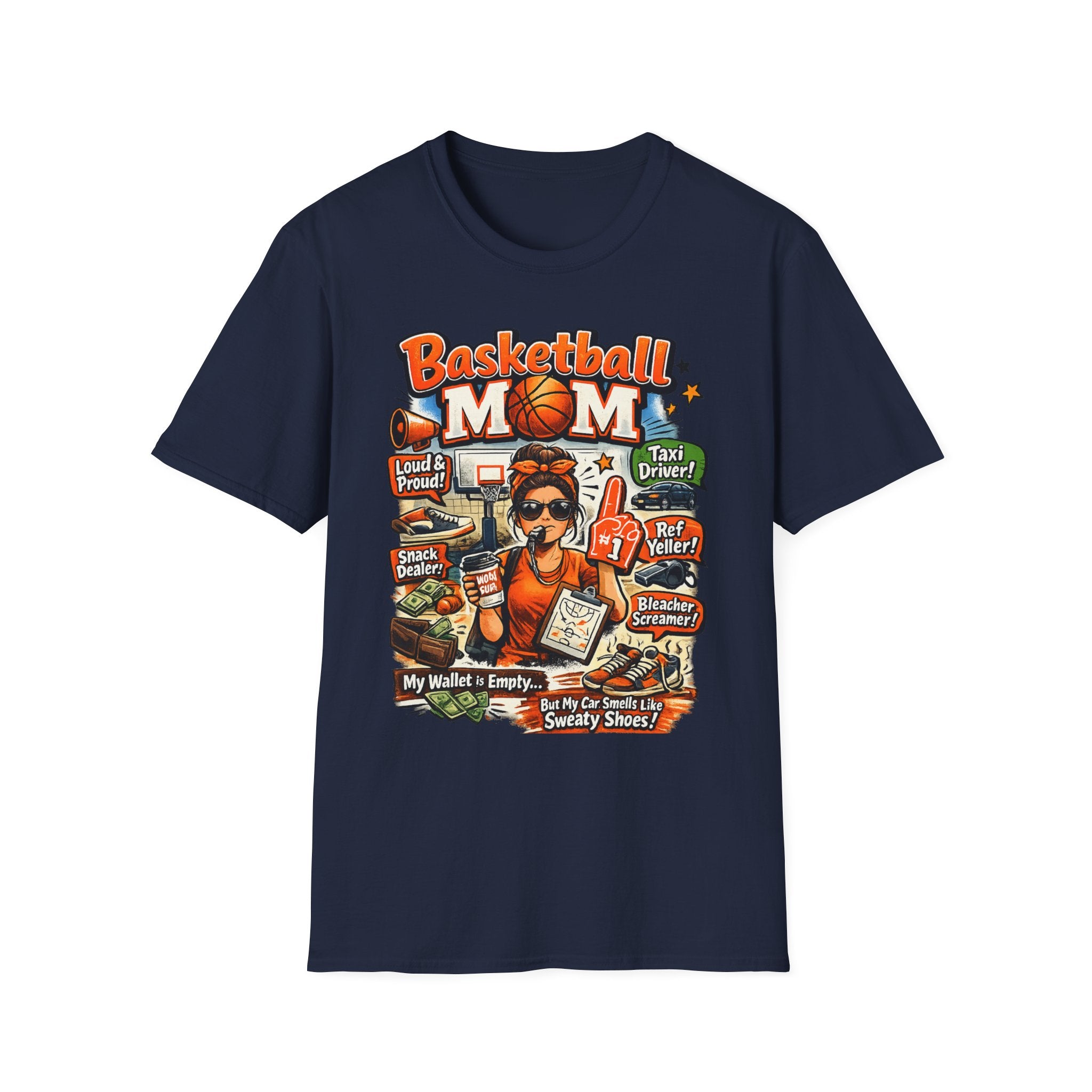 Basketball Mom T-Shirt. Funny 'Basketball MOM' Graphic Tee for Cheerful Sports Moms