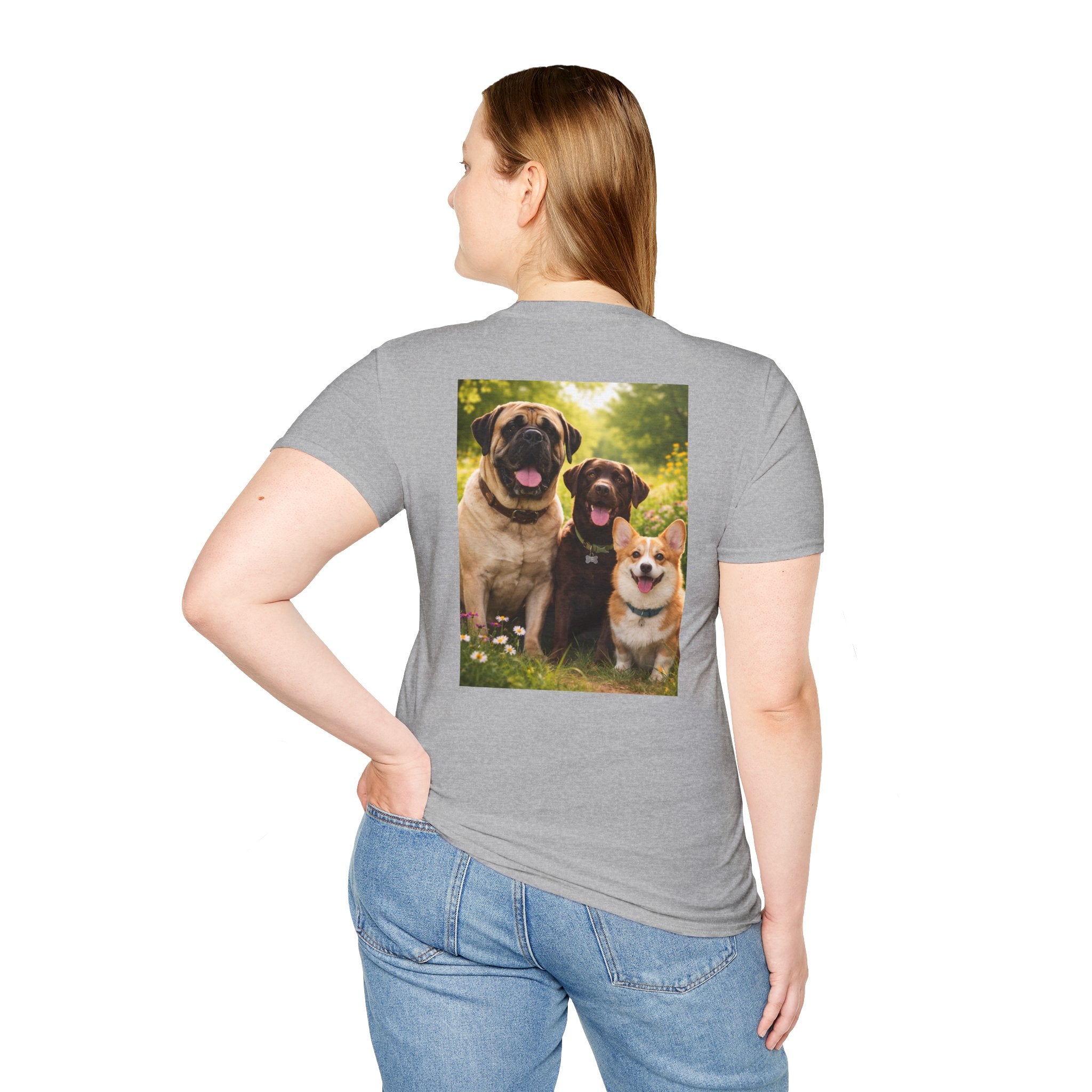 Love Jesus. Pet Dogs. Be Happy. T-Shirt — Christian Dog Lover Tee