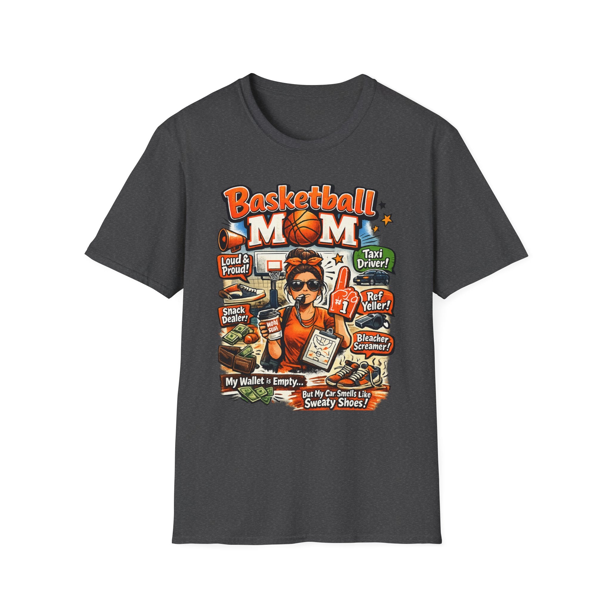 Basketball Mom T-Shirt. Funny 'Basketball MOM' Graphic Tee for Cheerful Sports Moms