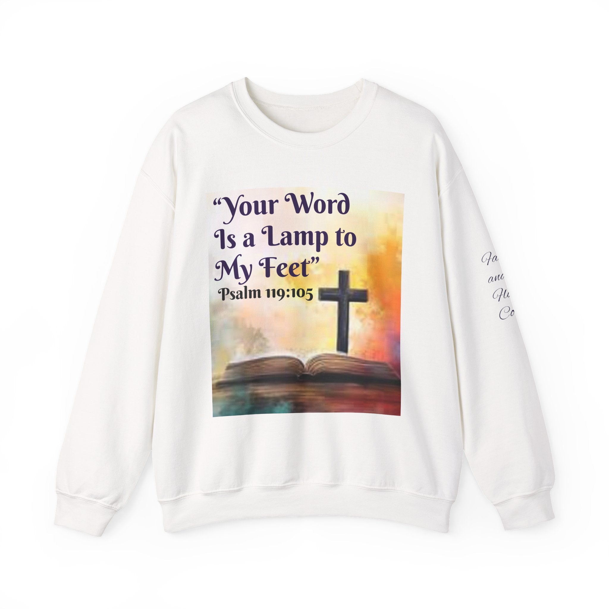 Christian Crewneck Sweatshirt — "Your Word Is a Lamp to My Feet" (Psalm 119:105)