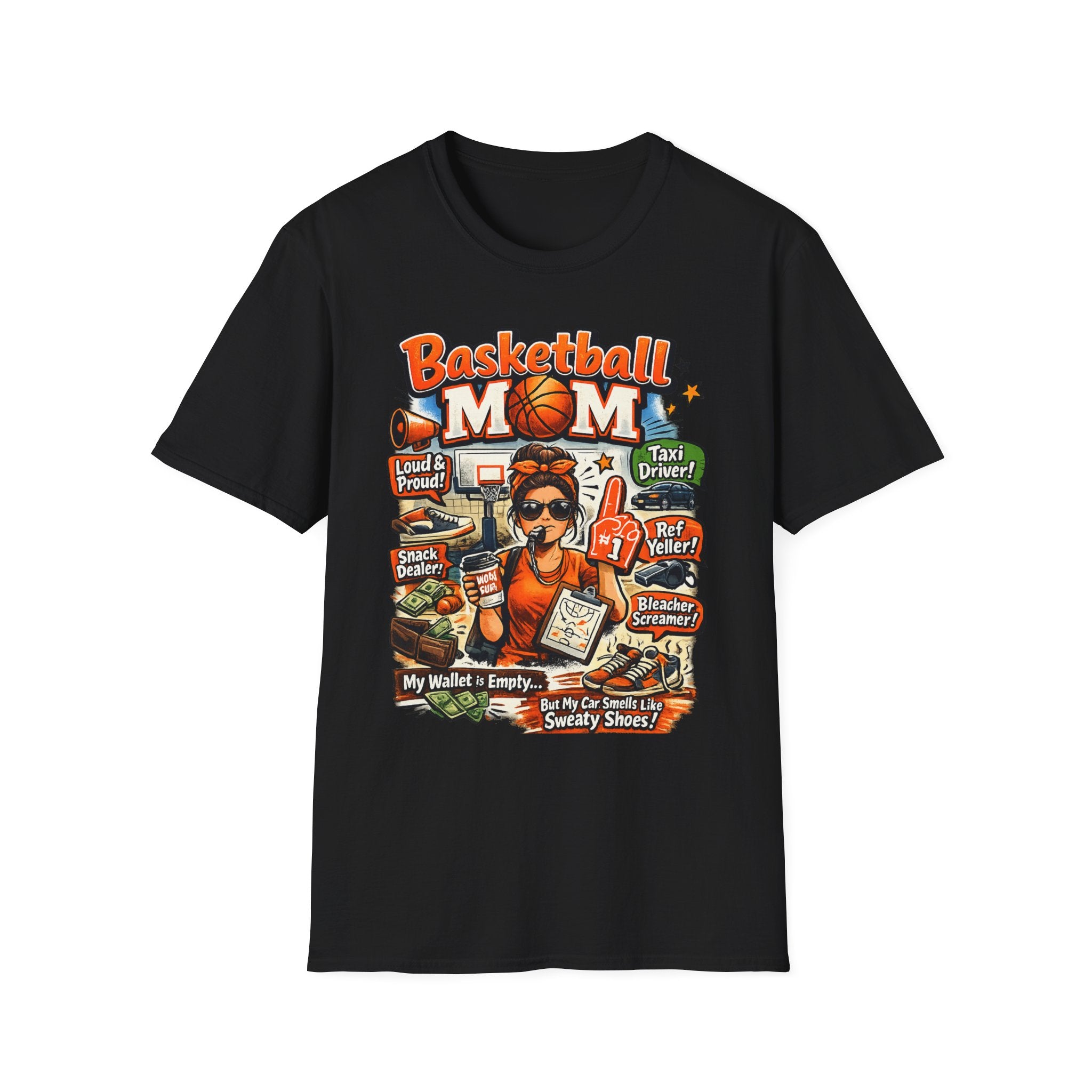 Basketball Mom T-Shirt. Funny 'Basketball MOM' Graphic Tee for Cheerful Sports Moms
