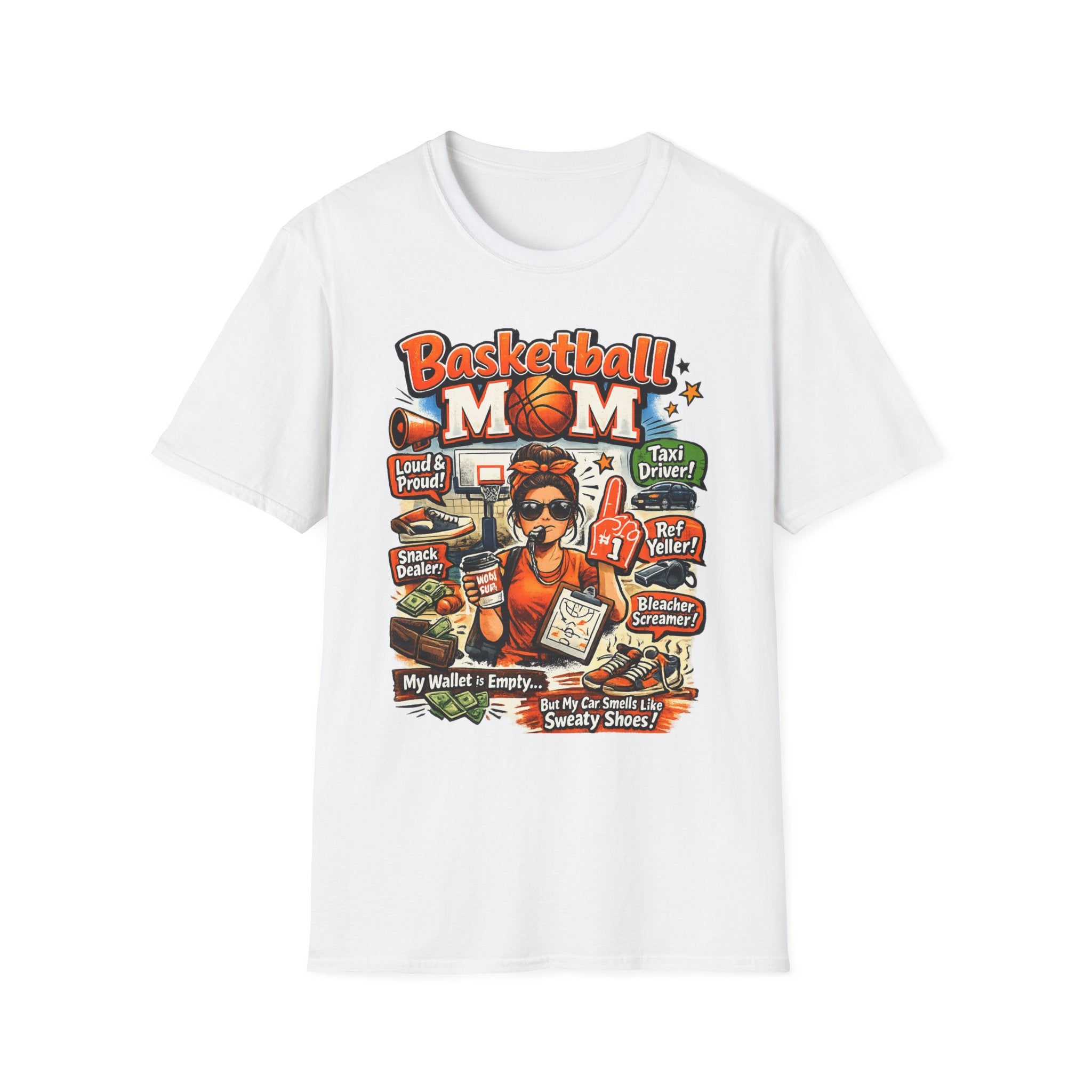 Basketball Mom T-Shirt. Funny 'Basketball MOM' Graphic Tee for Cheerful Sports Moms