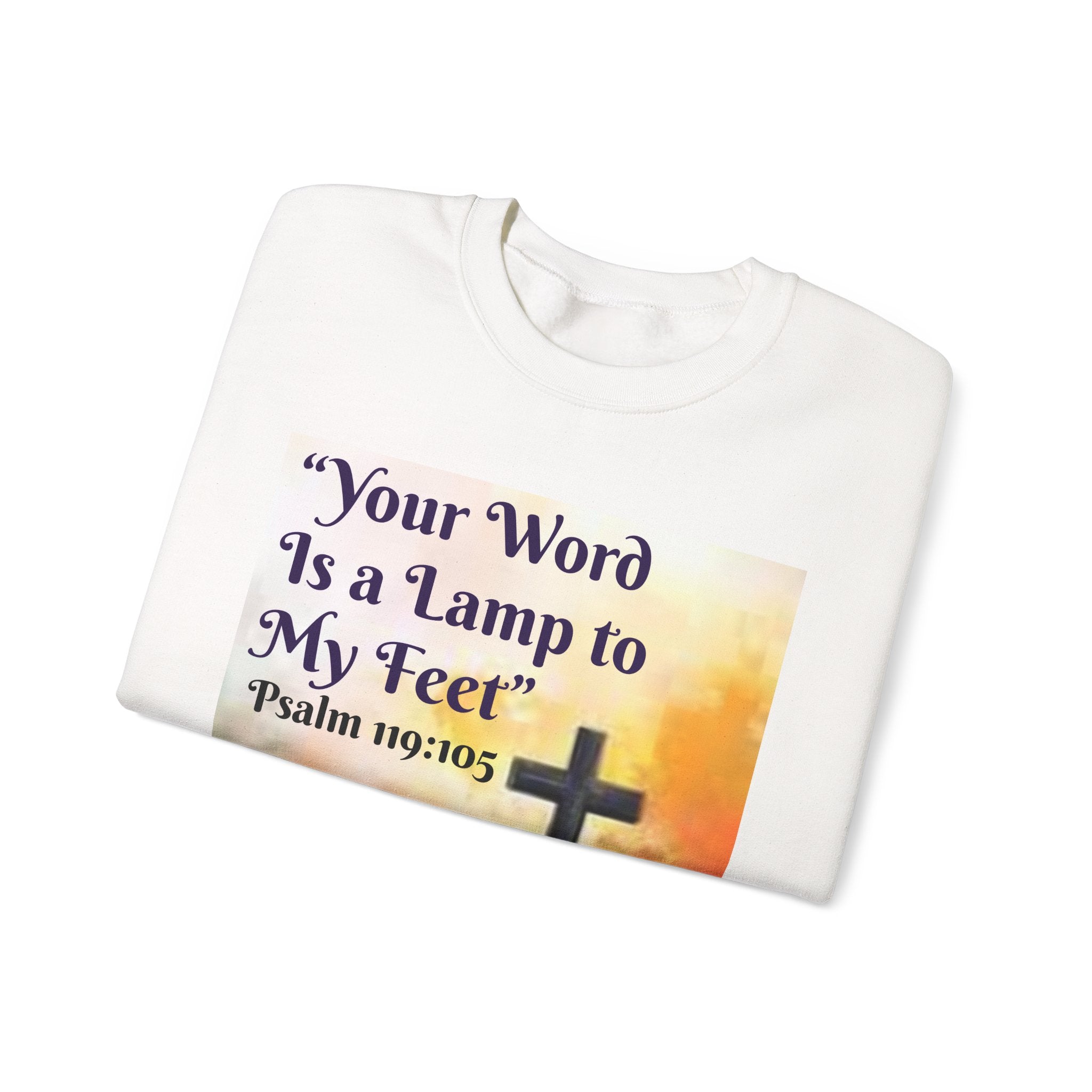 Christian Crewneck Sweatshirt — "Your Word Is a Lamp to My Feet" (Psalm 119:105)