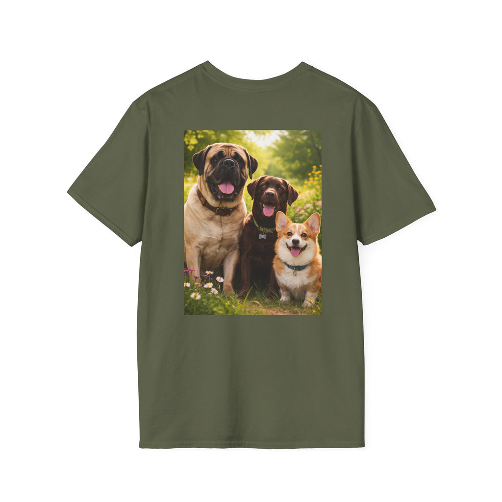 Love Jesus. Pet Dogs. Be Happy. T-Shirt — Christian Dog Lover Tee