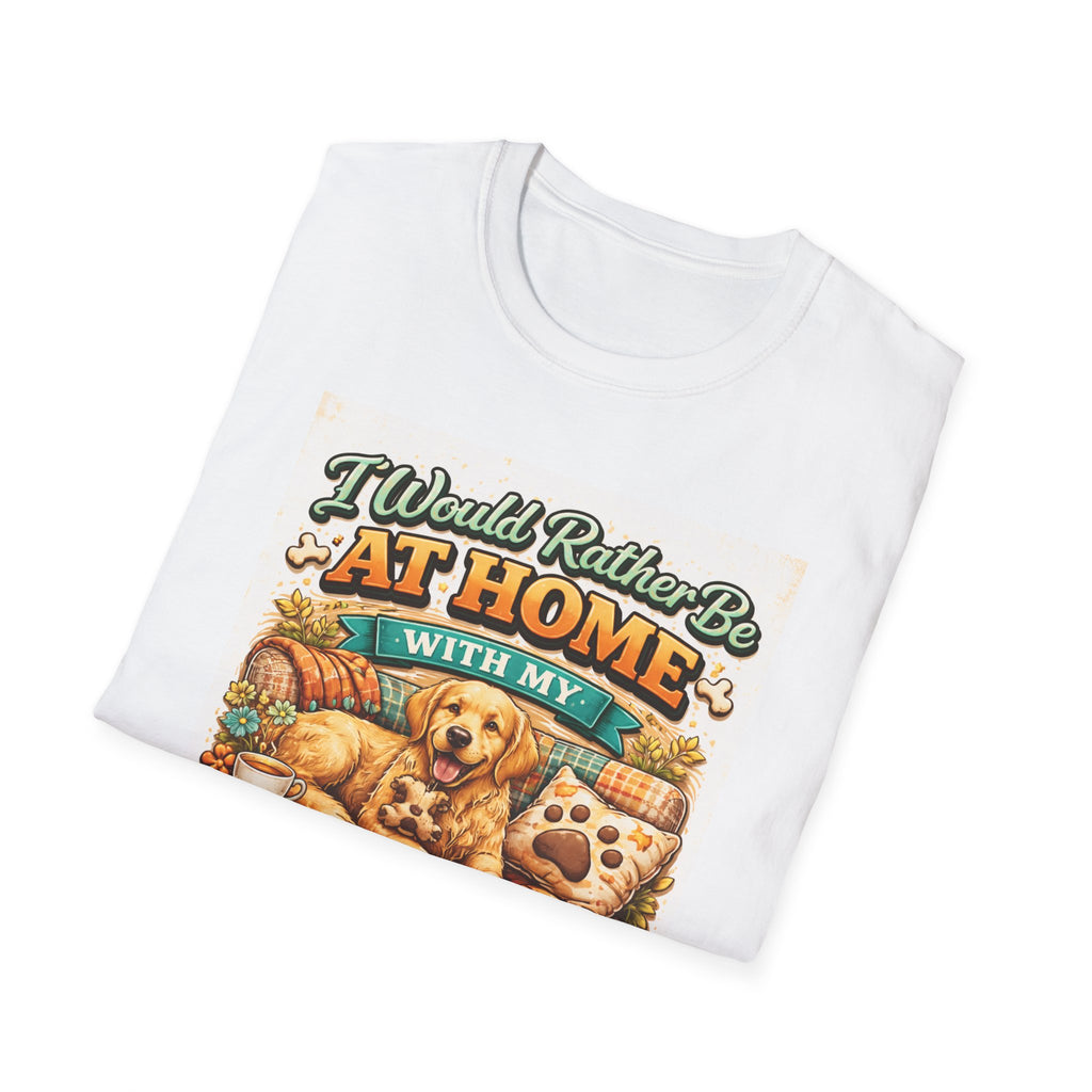 T-Shirt 'I Would Rather Be At Home With My Dog' Vintage Cozy Pet Lover Tee