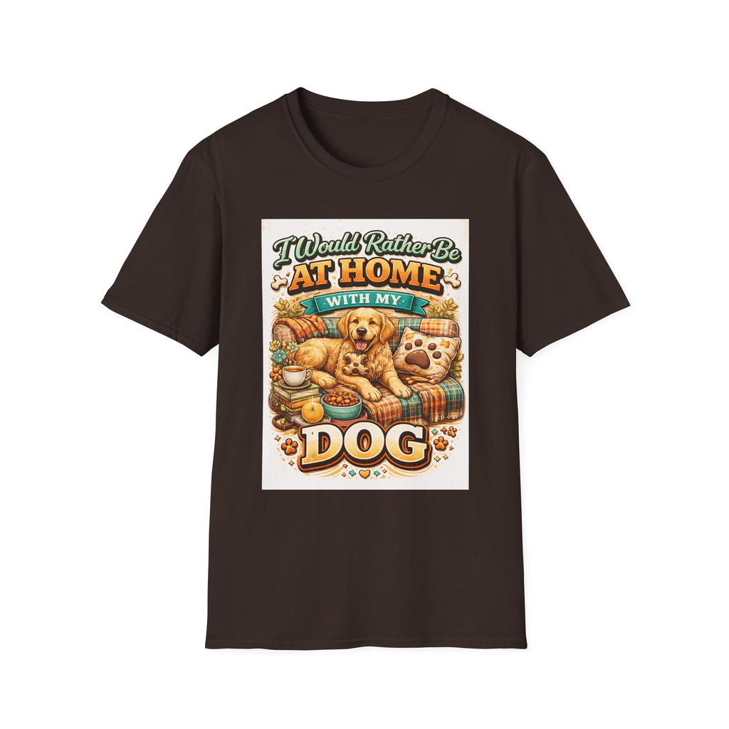 T-Shirt 'I Would Rather Be At Home With My Dog' Vintage Cozy Pet Lover Tee